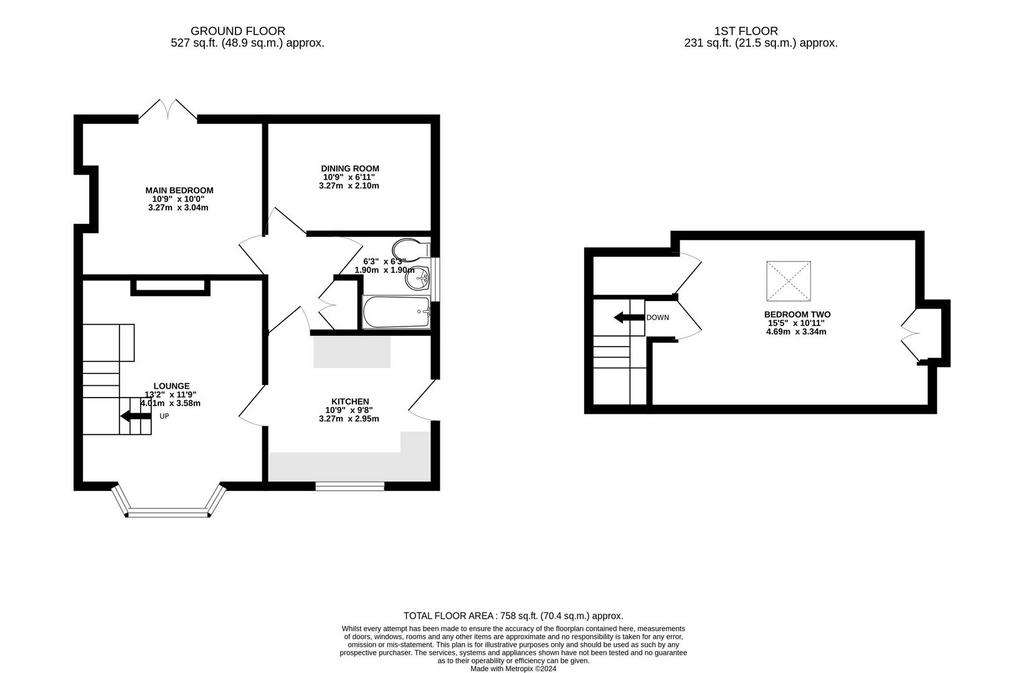 2 bedroom semi-detached bungalow to rent - floorplan