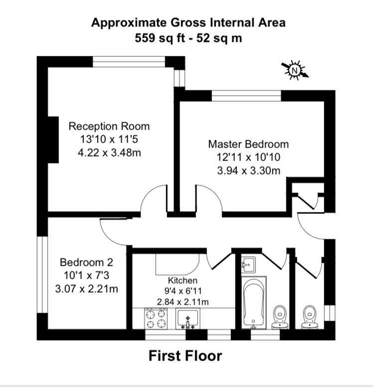 2 bedroom flat to rent - floorplan