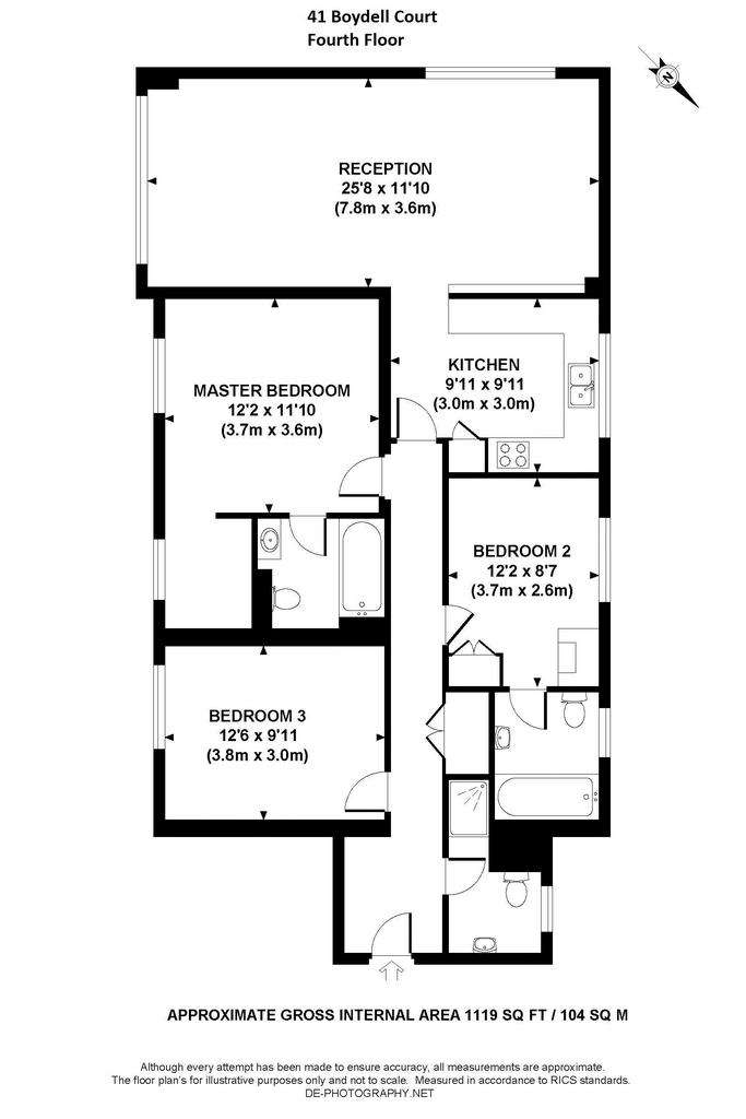 3 bedroom block of apartments to rent - floorplan