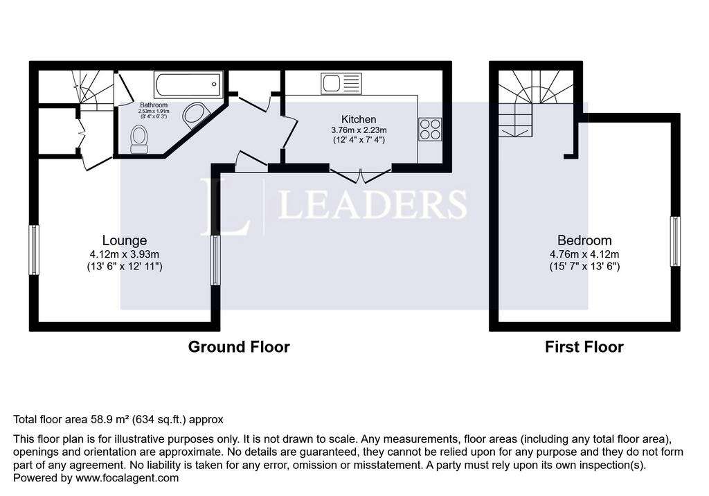 1 bedroom detached house to rent - floorplan