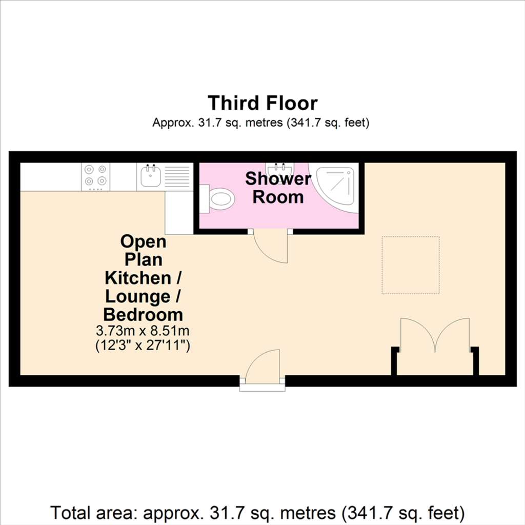 1 bedroom penthouse apartment to rent - floorplan