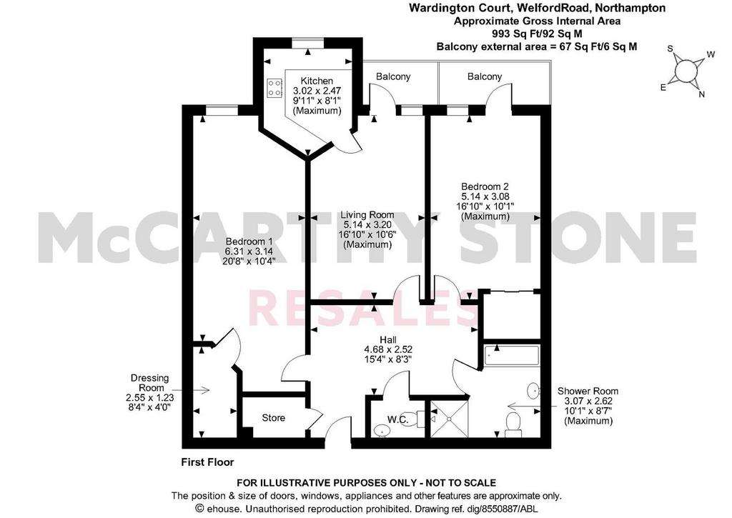 2 bedroom flat for sale - floorplan