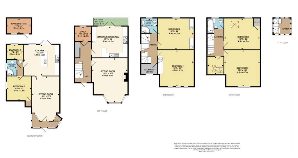 7 bedroom end of terrace house for sale - floorplan