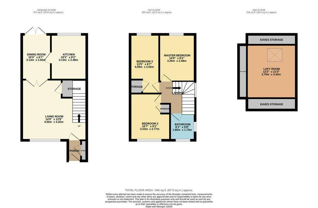 3 bedroom semi-detached house for sale - floorplan