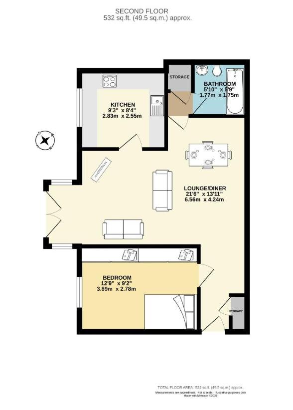 1 bedroom flat for sale - floorplan