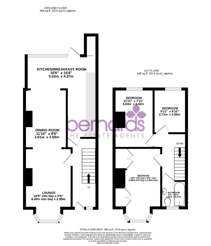 3 bedroom terraced house for sale - floorplan