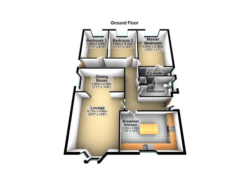 3 bedroom bungalow for sale - floorplan