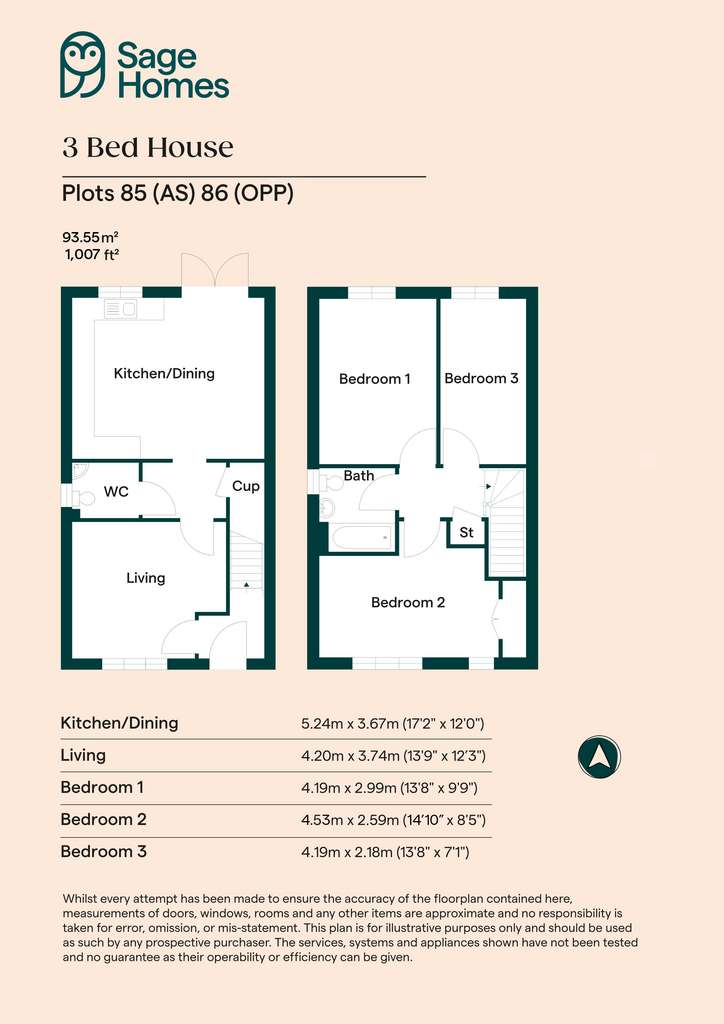 3 bedroom semi-detached house for sale - floorplan