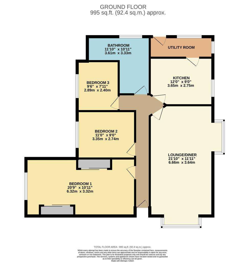 3 bedroom bungalow for sale - floorplan