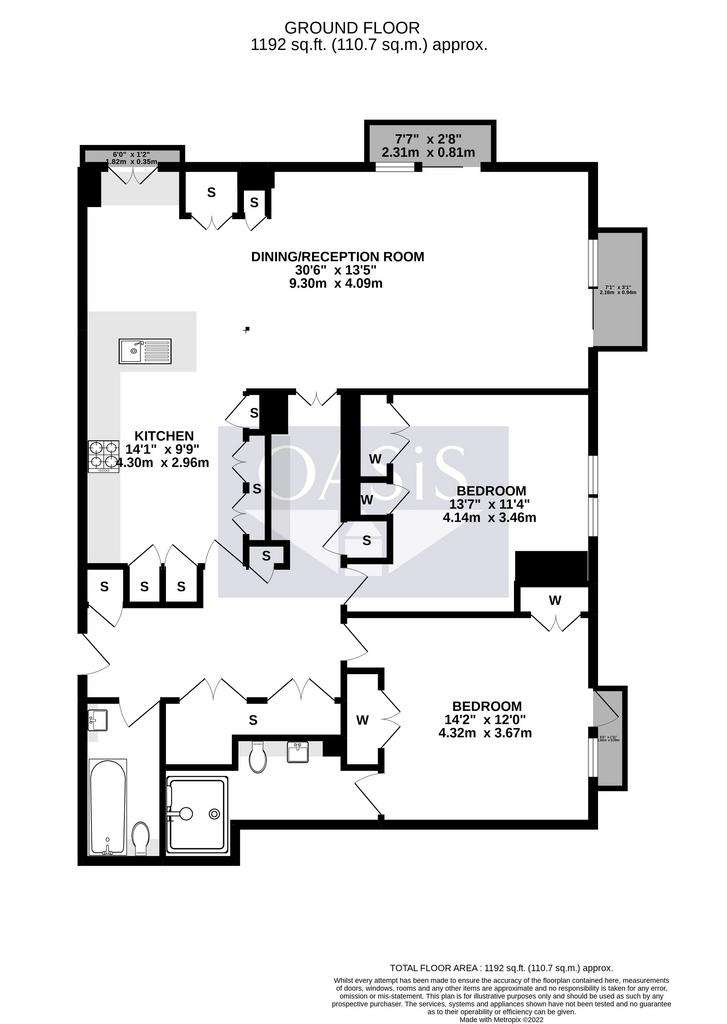 2 bedroom flat to rent - floorplan