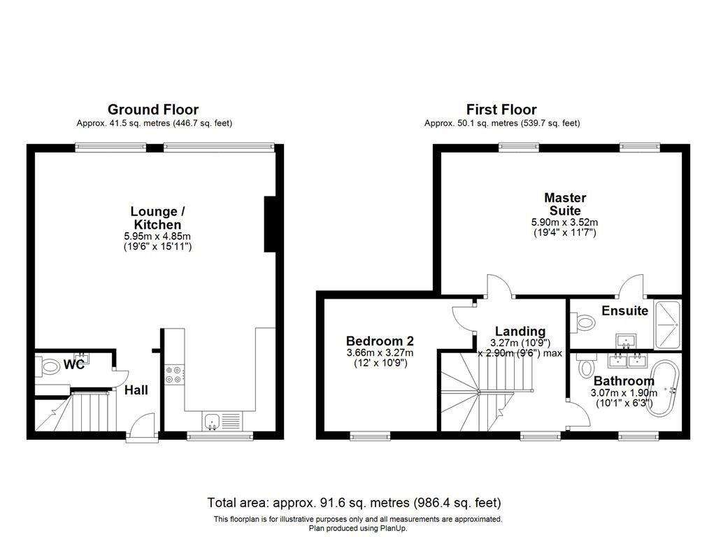 2 bedroom mews house to rent - floorplan