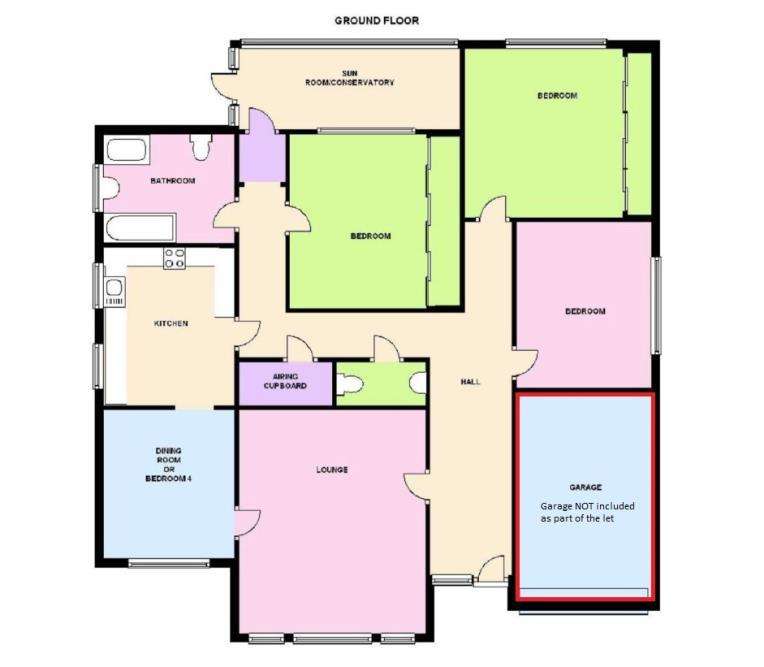 3 bedroom bungalow to rent - floorplan