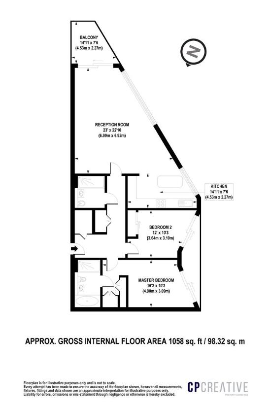 2 bedroom flat for sale - floorplan