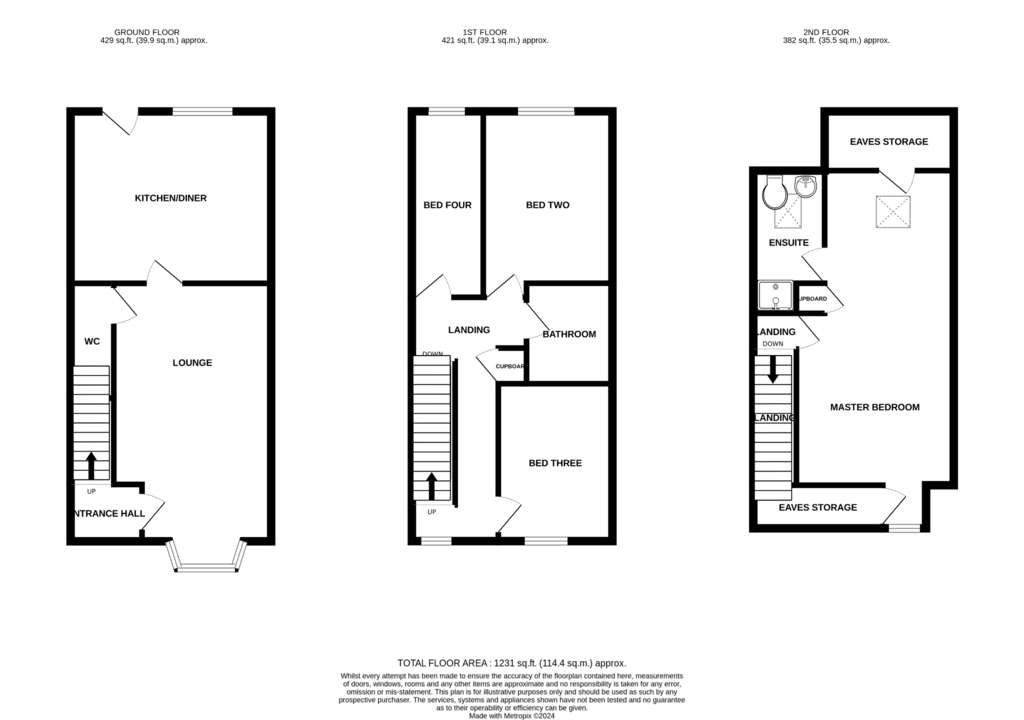 4 bedroom town house for sale - floorplan