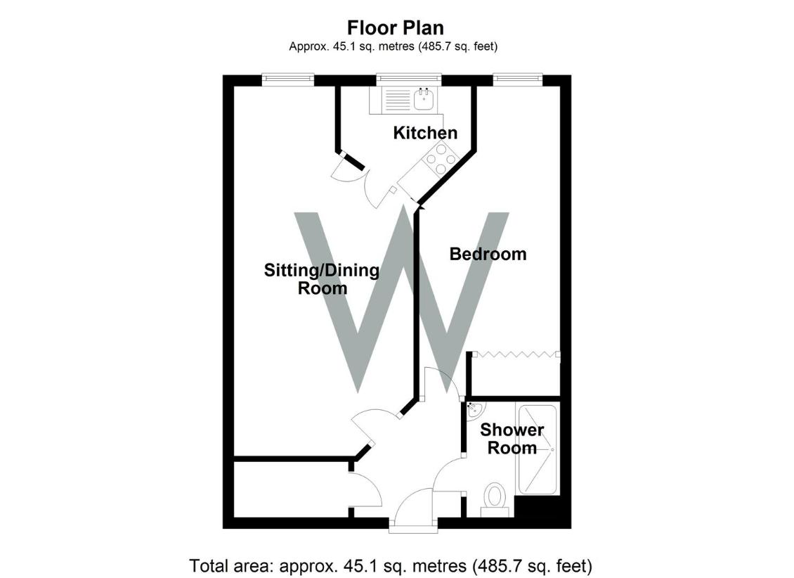 1 bedroom property for sale - floorplan