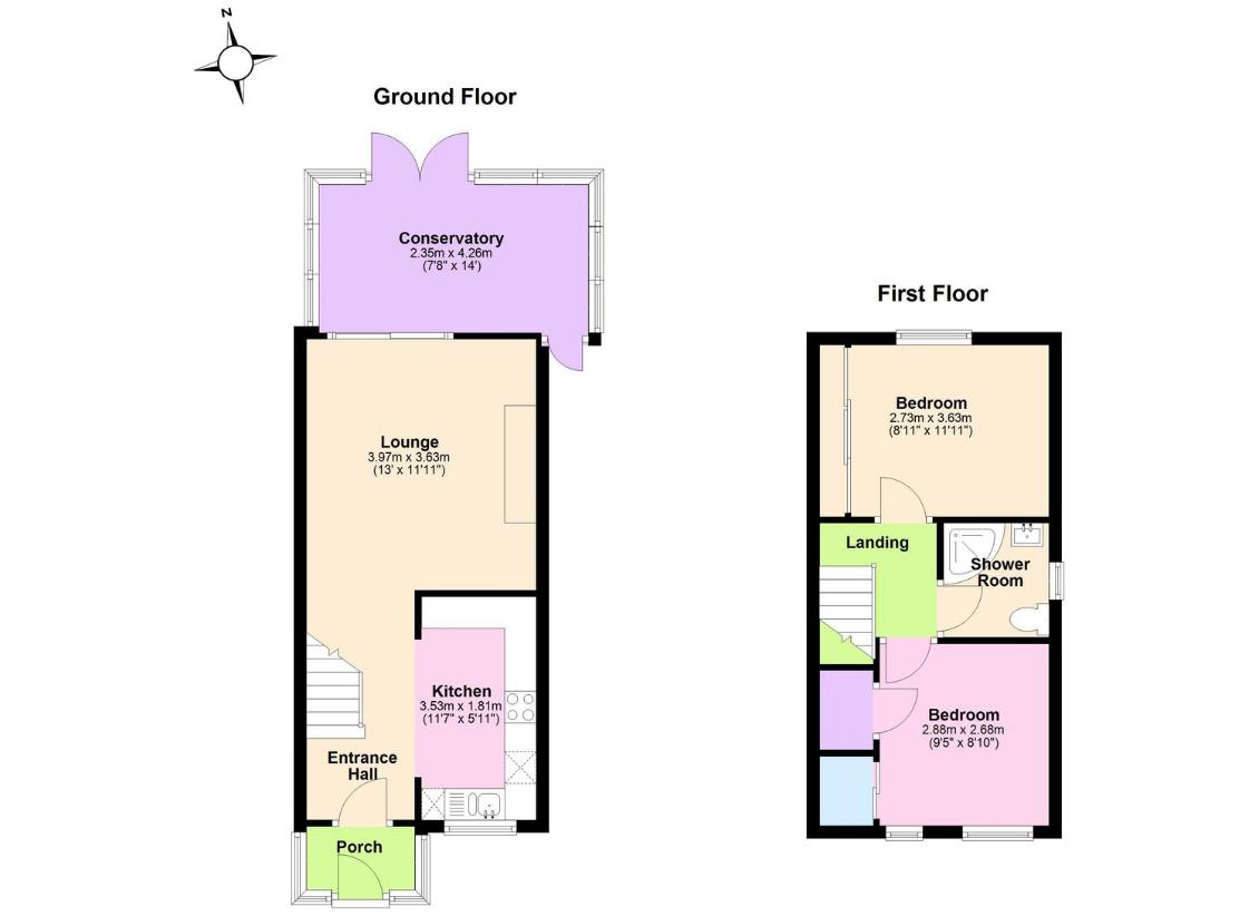 2 bedroom terraced house for sale - floorplan