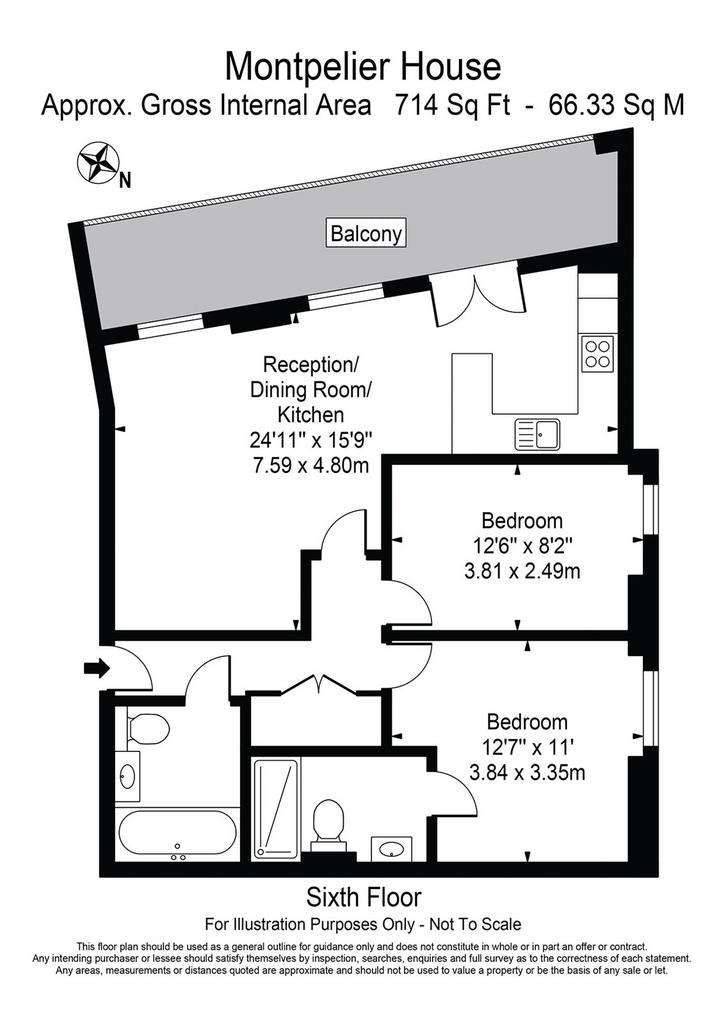 2 bedroom flat for sale - floorplan