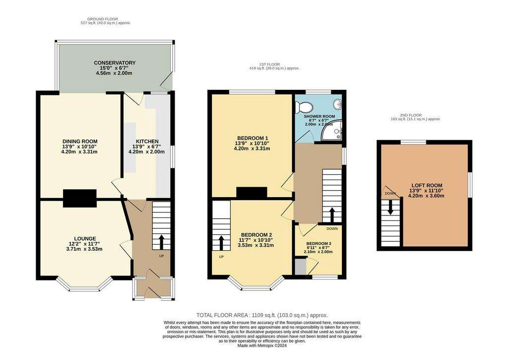 3 bedroom end of terrace house for sale - floorplan