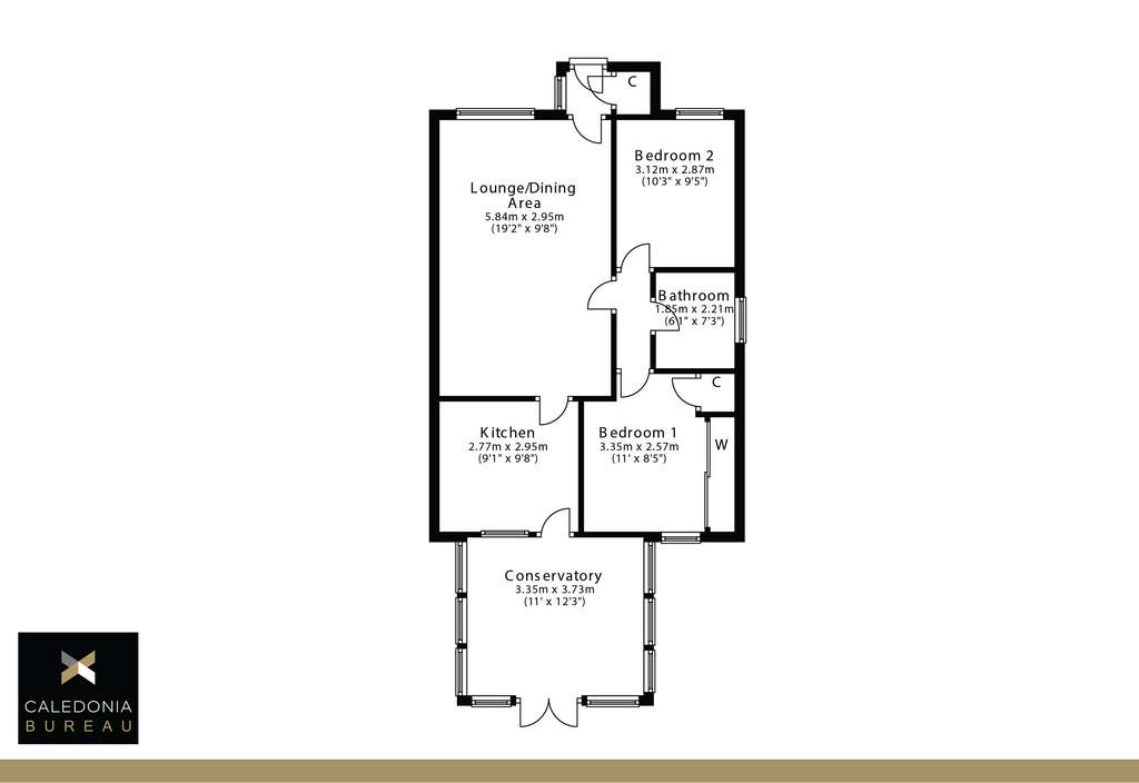 2 bedroom bungalow for sale - floorplan