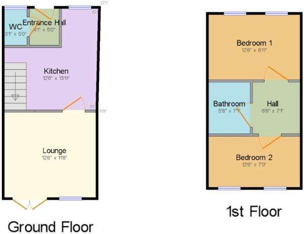 2 bedroom town house to rent - floorplan
