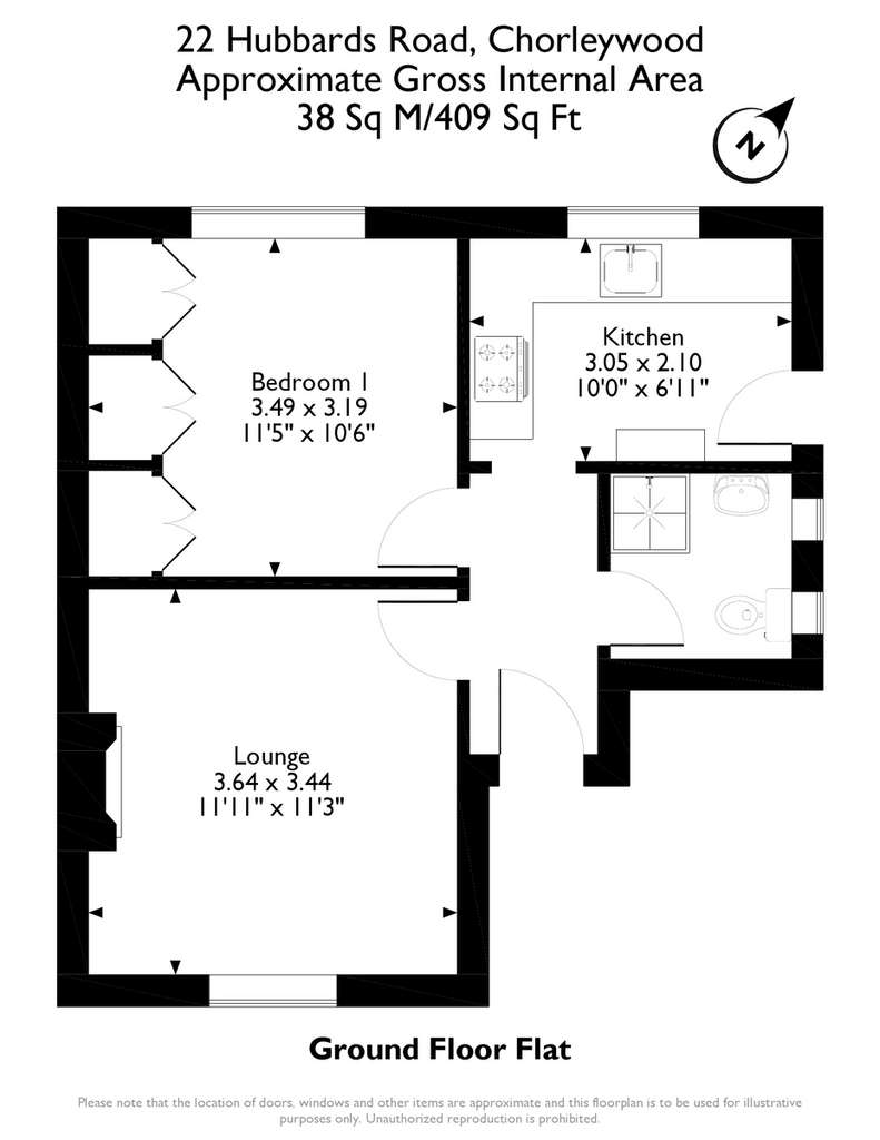 1 bedroom ground floor maisonette to rent - floorplan