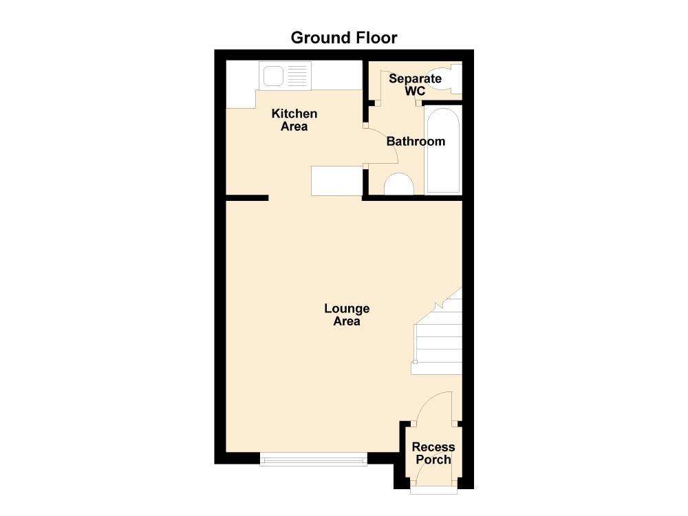 1 bedroom semi-detached bungalow to rent - floorplan