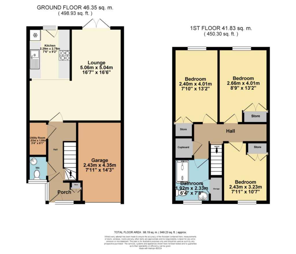 3 bedroom terraced house for sale - floorplan