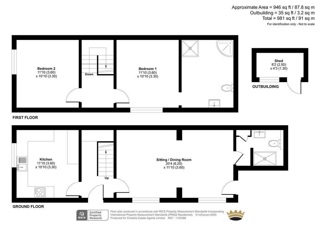 2 bedroom semi-detached house for sale - floorplan