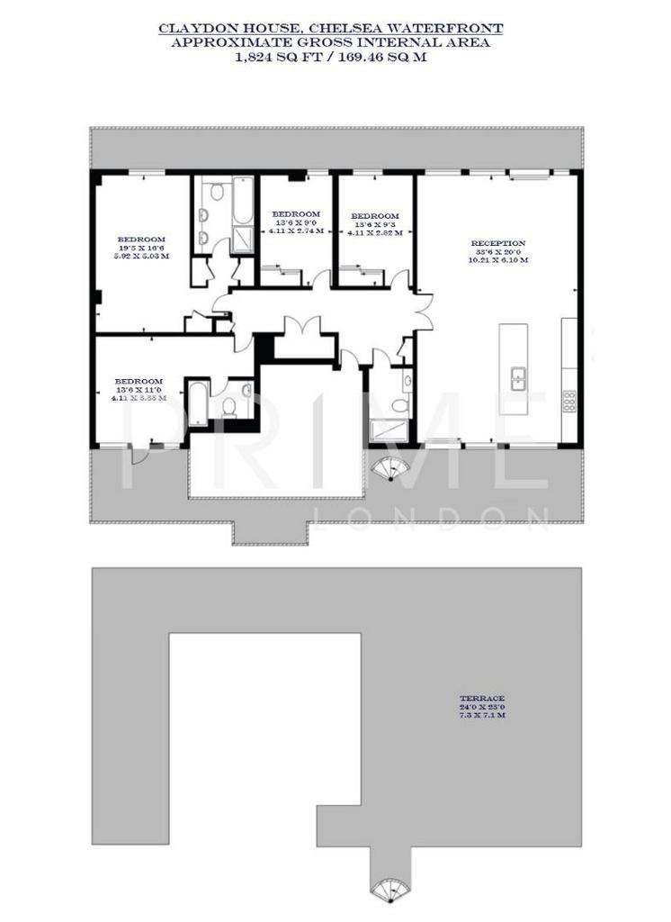 4 bedroom flat to rent - floorplan