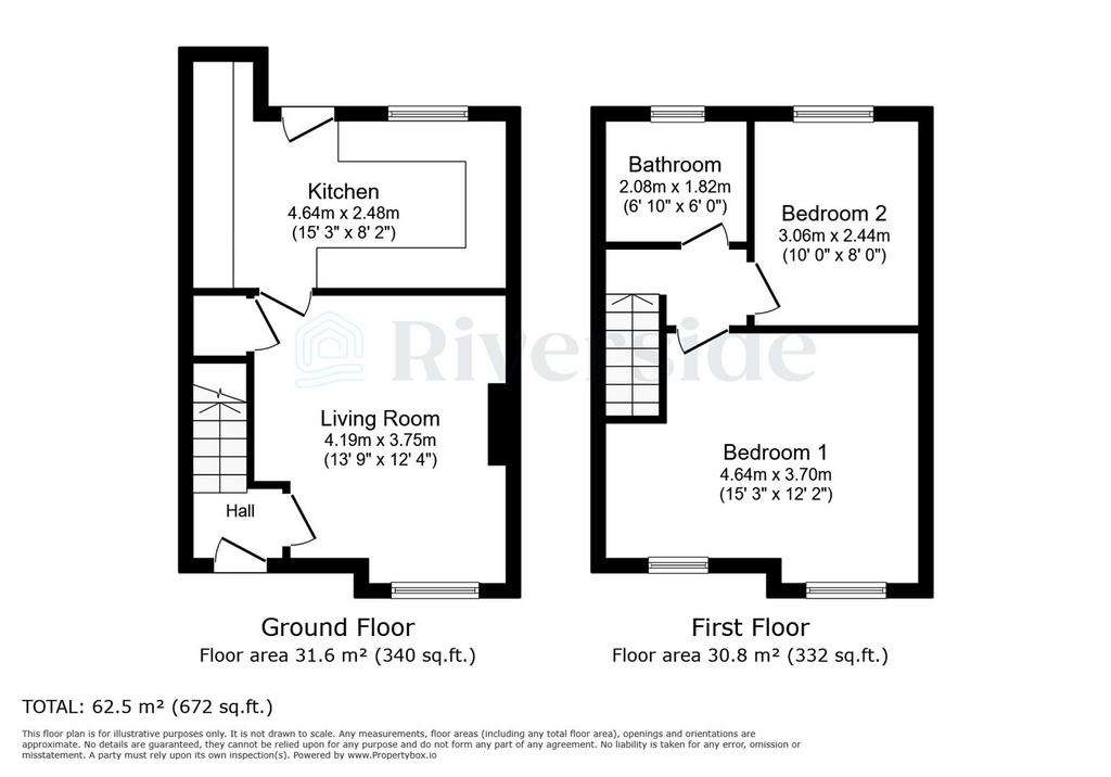 2 bedroom terraced house for sale - floorplan