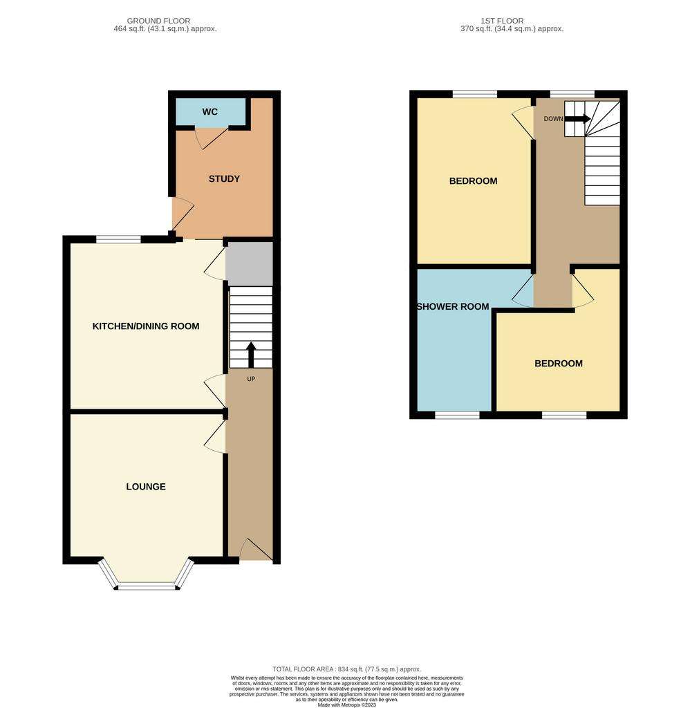 2 bedroom end of terrace house for sale - floorplan