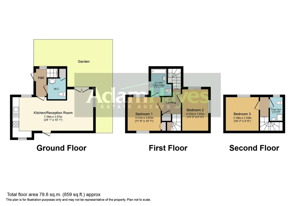 3 bedroom semi-detached house for sale - floorplan