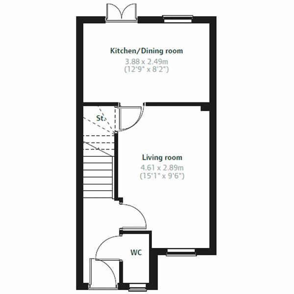 2 bedroom end of terrace house to rent - floorplan