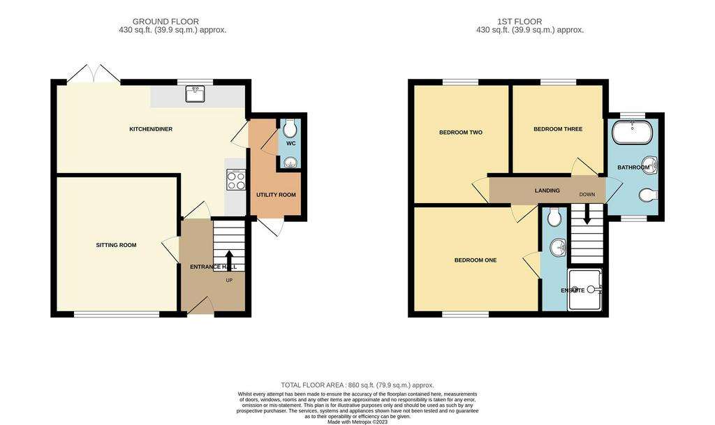 3 bedroom terraced house for sale - floorplan