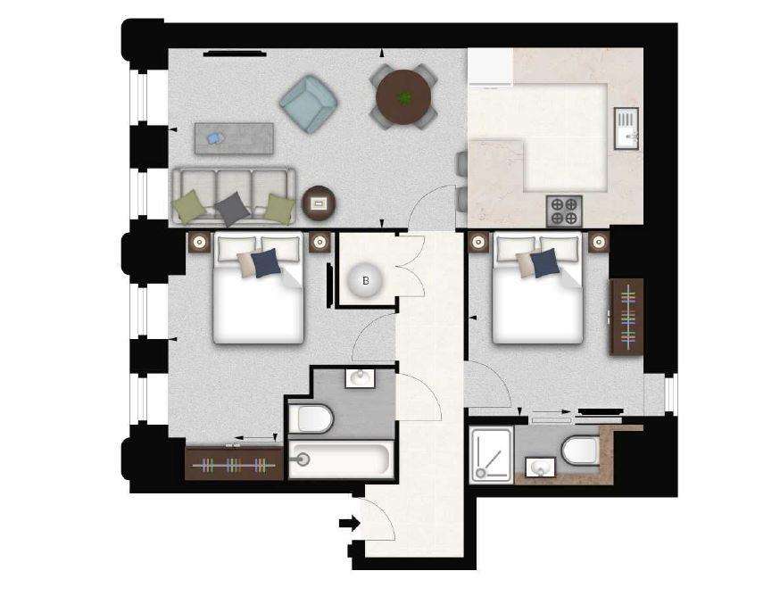 2 bedroom flat to rent - floorplan