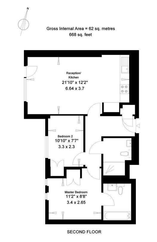 2 bedroom flat to rent - floorplan