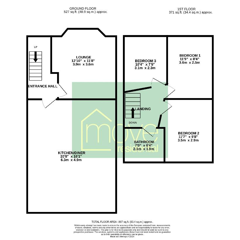 3 bedroom detached house for sale - floorplan