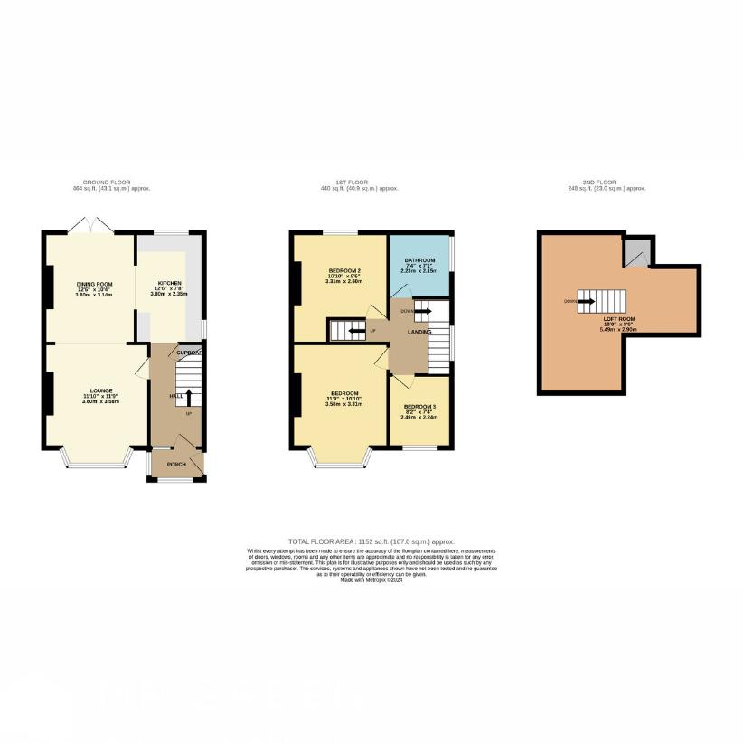 3 bedroom semi-detached house for sale - floorplan