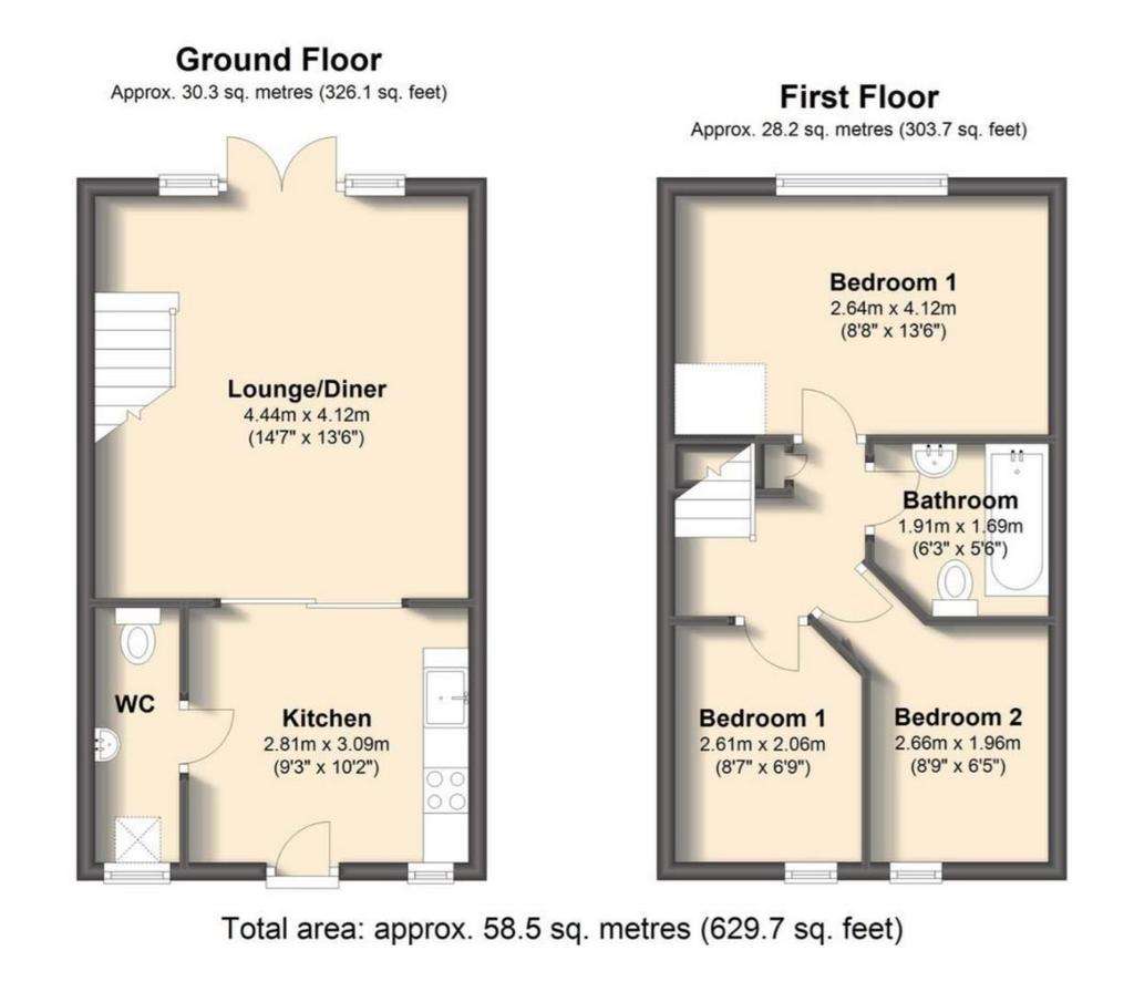 3 bedroom house to rent - floorplan