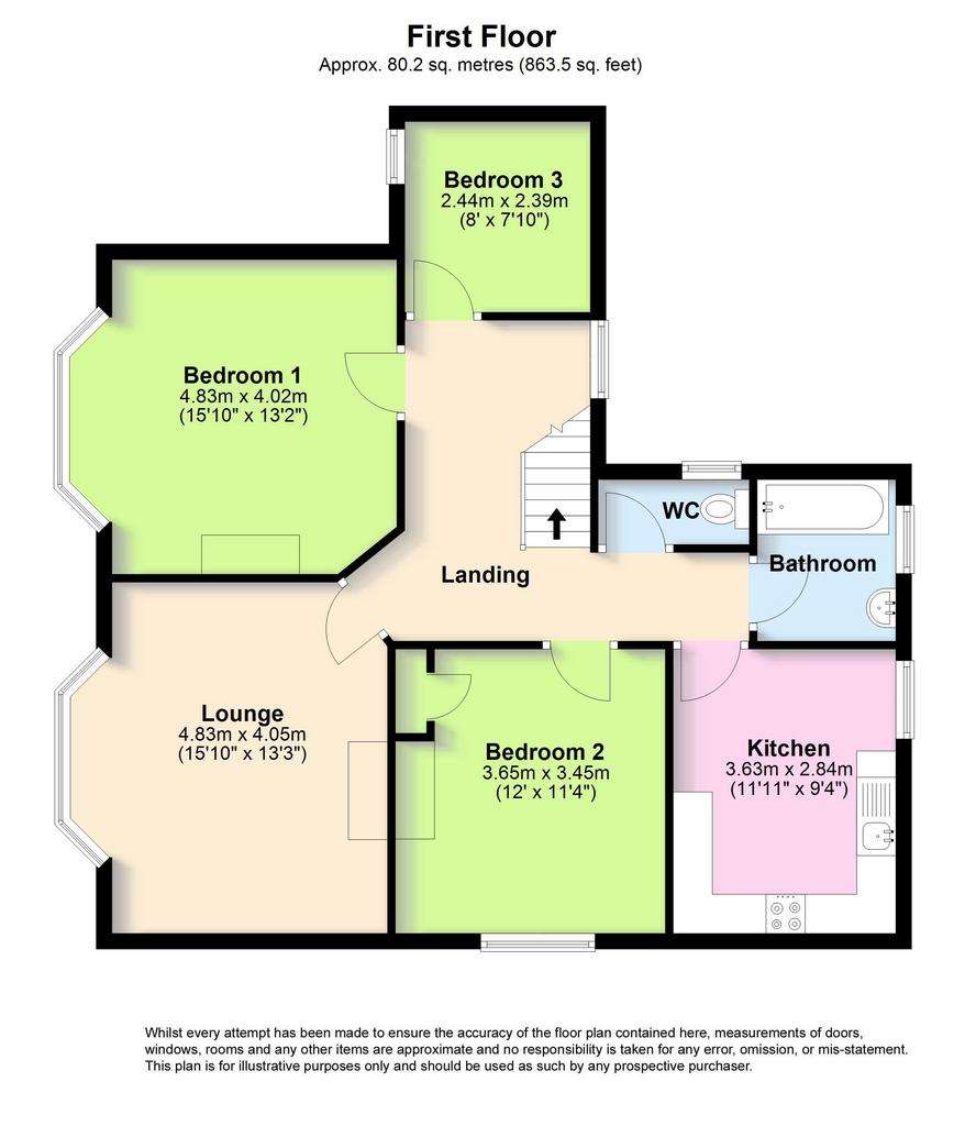 3 bedroom flat for sale - floorplan