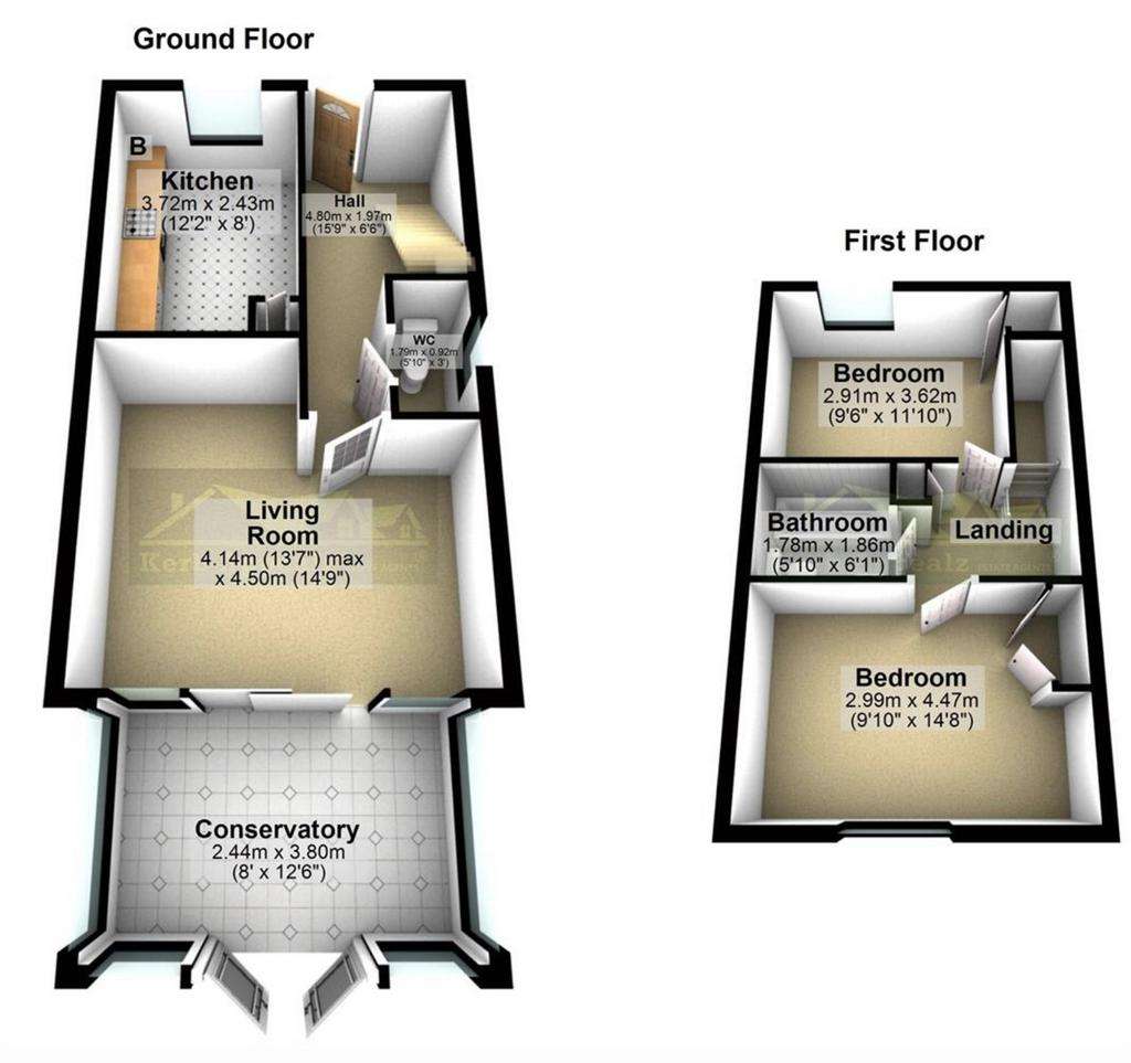 2 bedroom semi-detached house for sale - floorplan