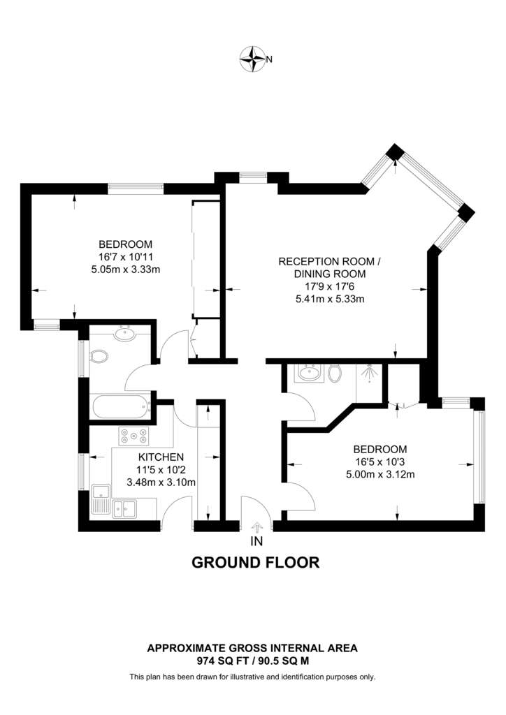 2 bedroom flat to rent - floorplan