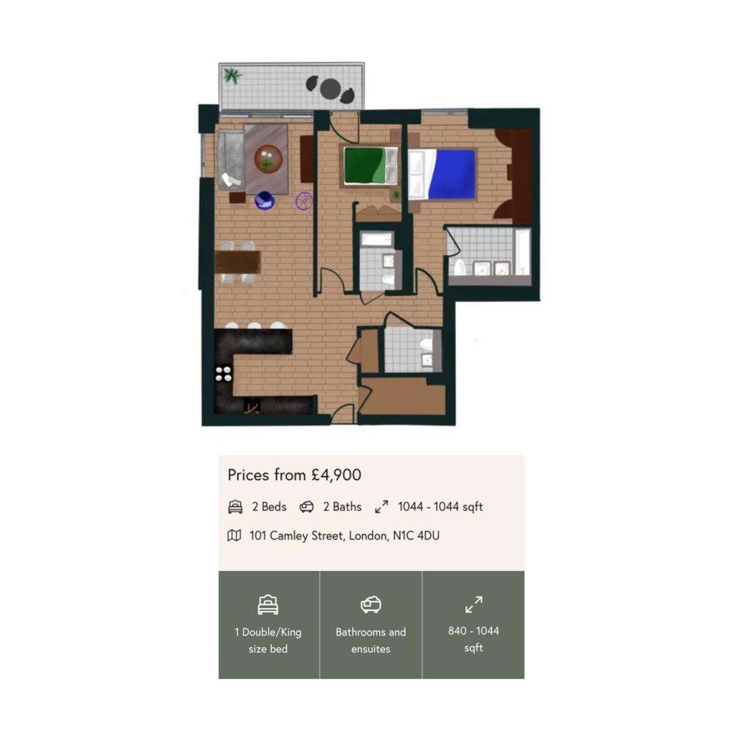 2 bedroom flat to rent - floorplan