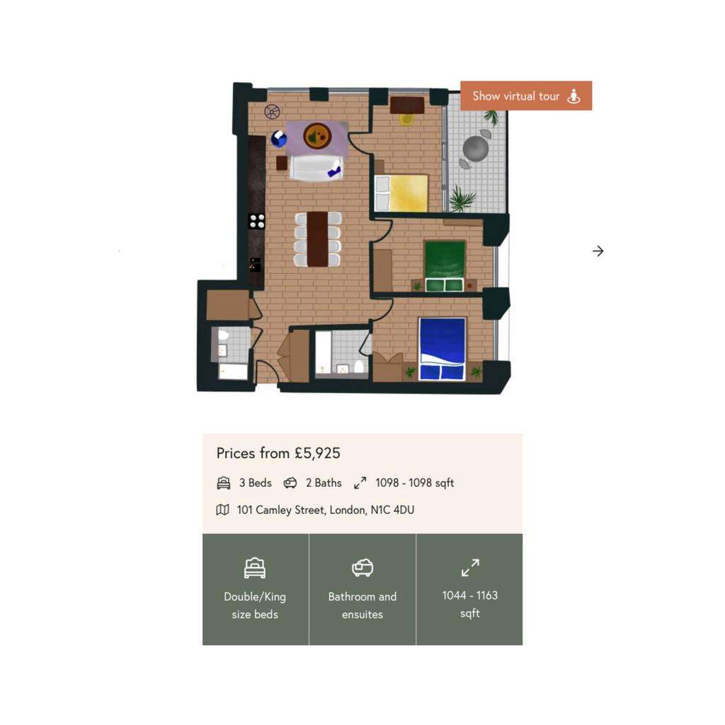 3 bedroom flat to rent - floorplan