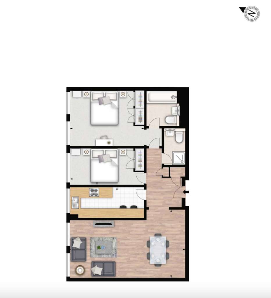 2 bedroom penthouse apartment to rent - floorplan