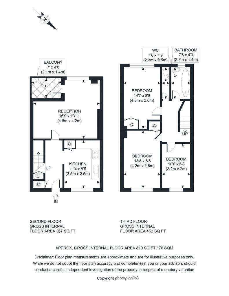 3 bedroom maisonette to rent - floorplan