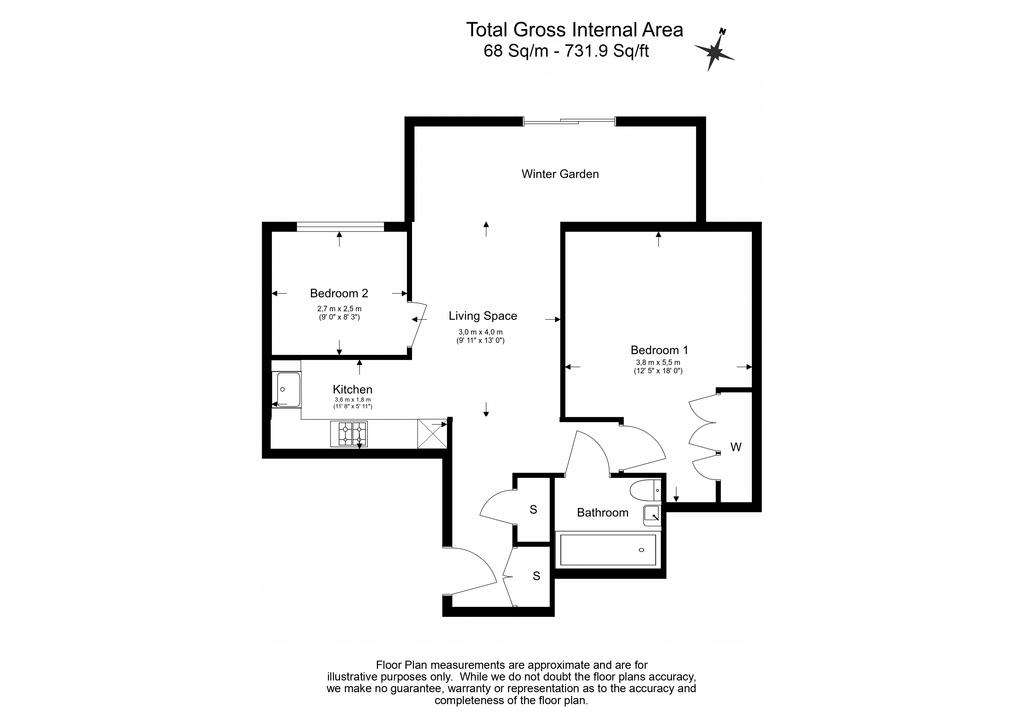 2 bedroom flat to rent - floorplan