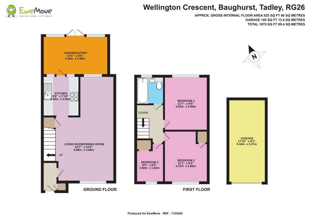 3 bedroom terraced house for sale - floorplan