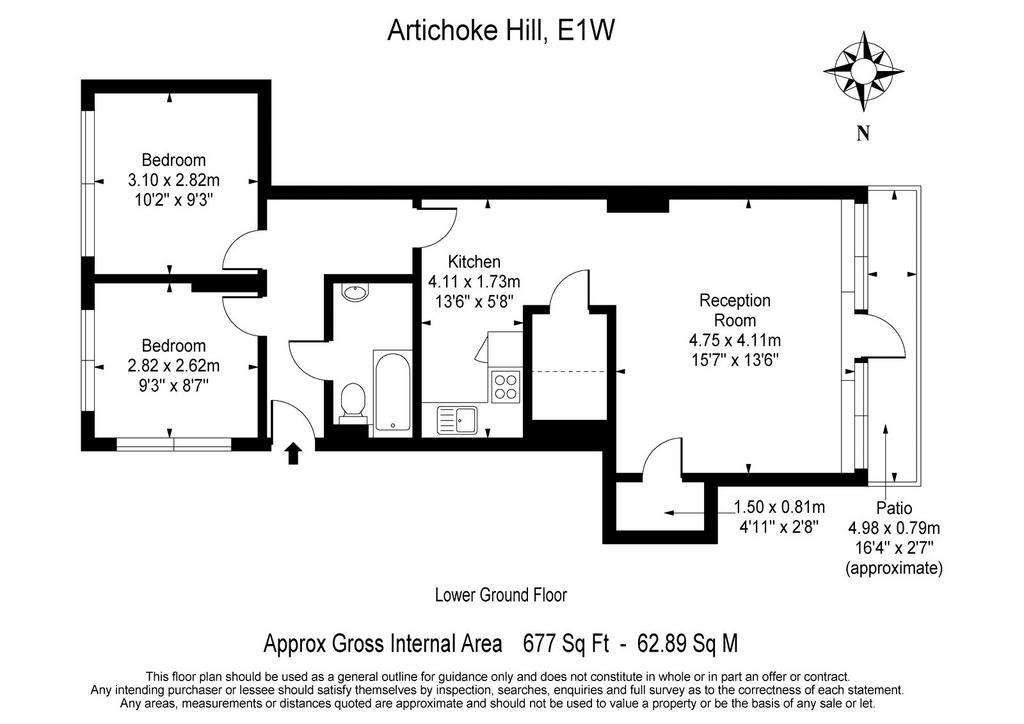 2 bedroom flat to rent - floorplan