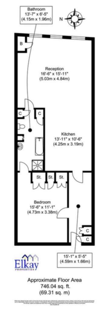 1 bedroom flat to rent - floorplan